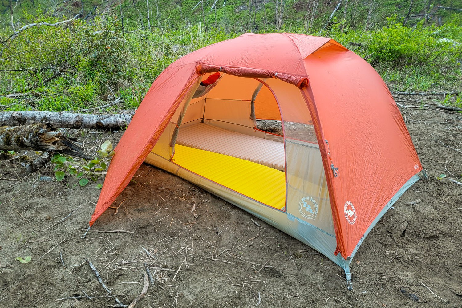 The Copper Spur with the rainfly doors rolled up and secured