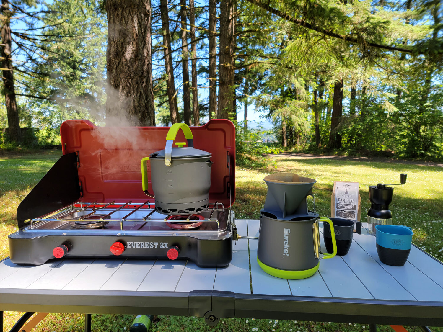 The Eureka Camp Cafe is made for groups &amp; brews up to twelve cups of joe at a time