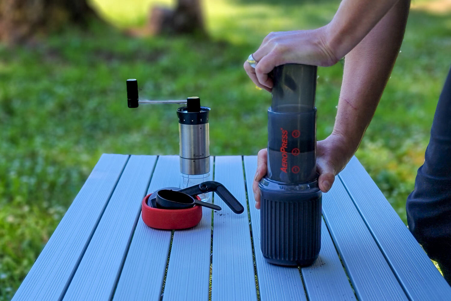 the LHS Manual Coffee Grinder makes it possible to have fresh-ground beans at the campsite