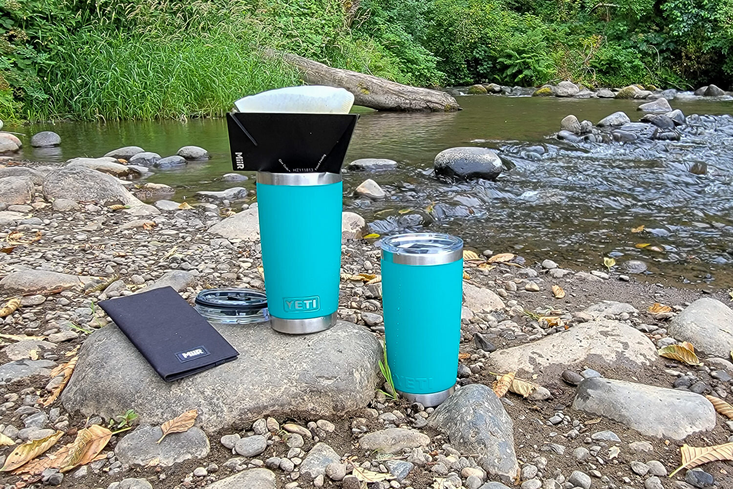 The Yeti Rambler is the best-ever travel mug for durability, performance &amp; style - shown with the Miir Pourigami