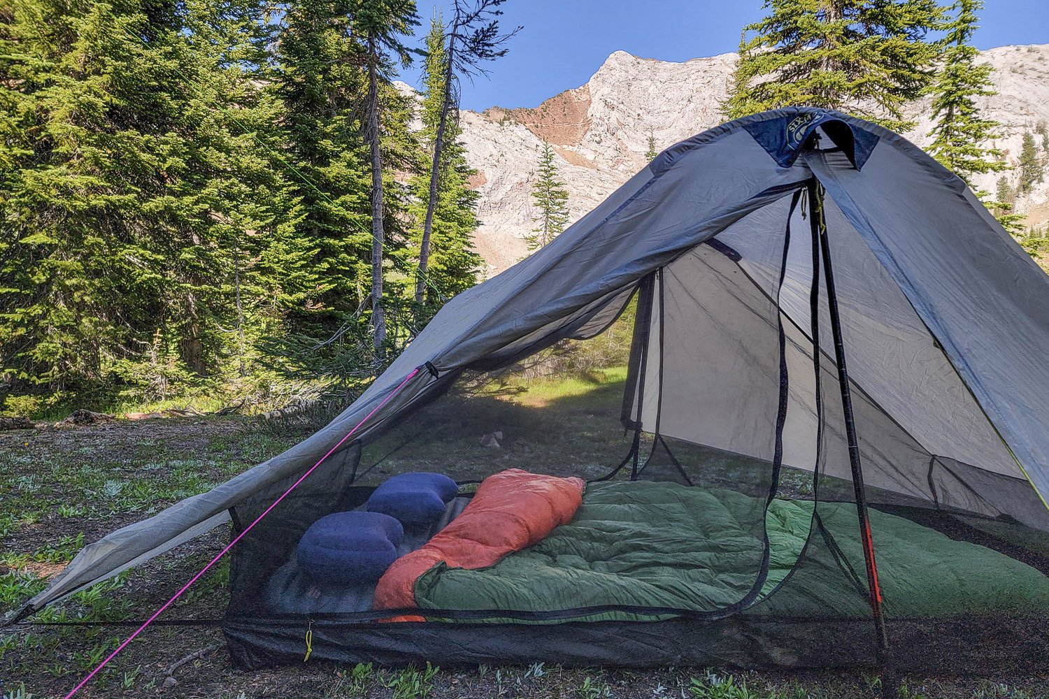 Two backpackers using Therm-a-Rest NeoAir Uberlite sleeping pads in the Eagle Cap Wilderness