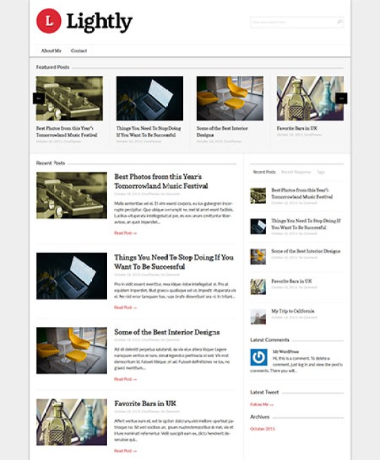 Lightly is also a popular responsive wordpress theme from FancyThemes