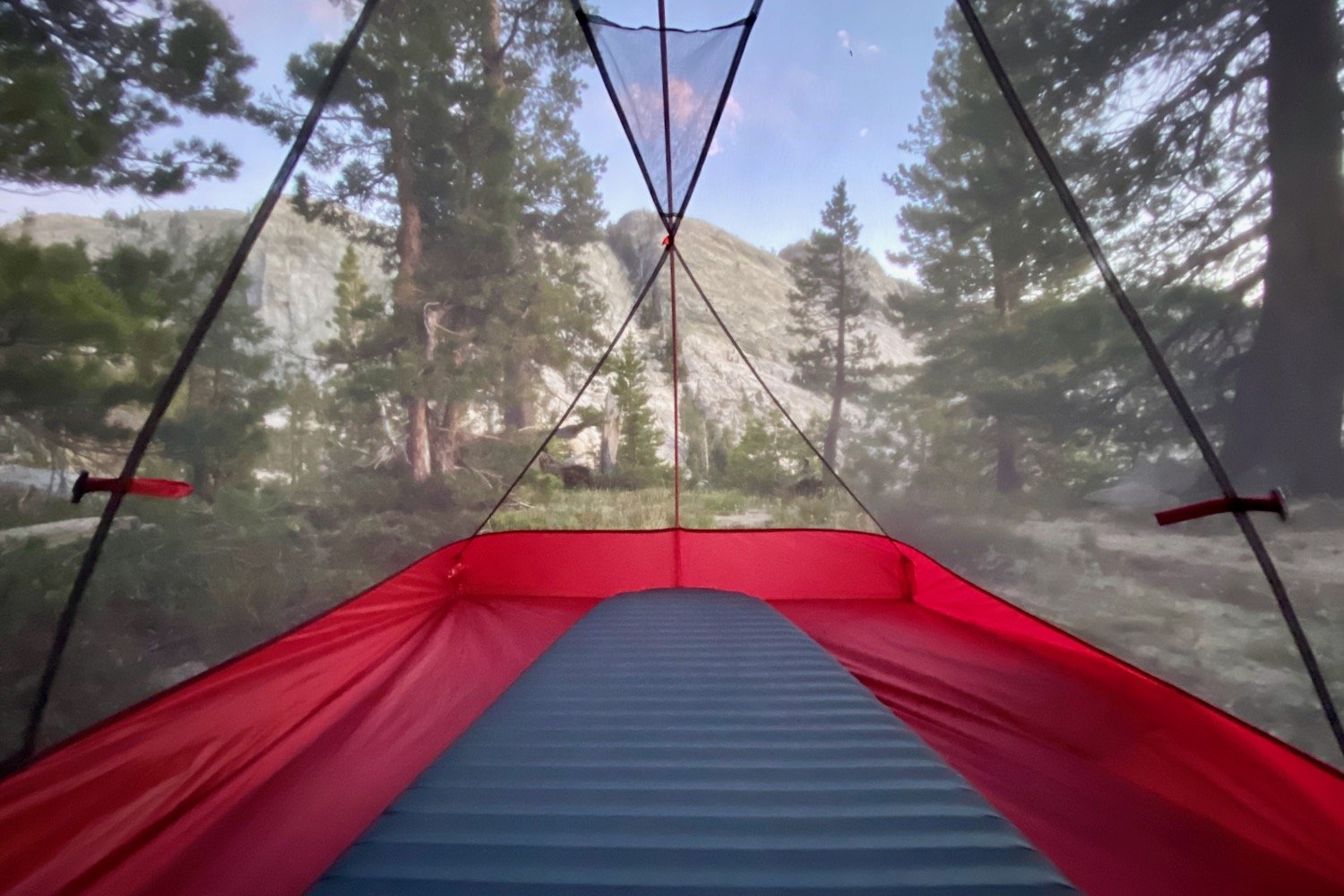 interior of tent with sleeping pad