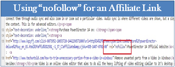 how to add nofollow tag to a link