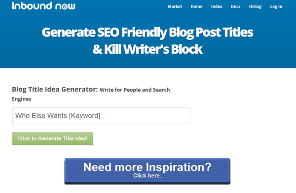 Inbound Now Blog Title Idea Generator