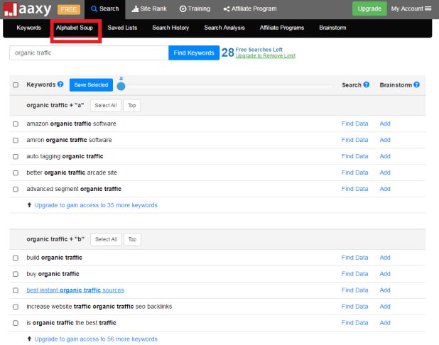 Jaaxy competitor keyword research tool