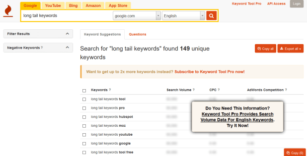 Long Tail Keywords for SEO 