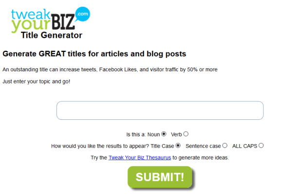 Blog Title Generator by TweakYourBiz